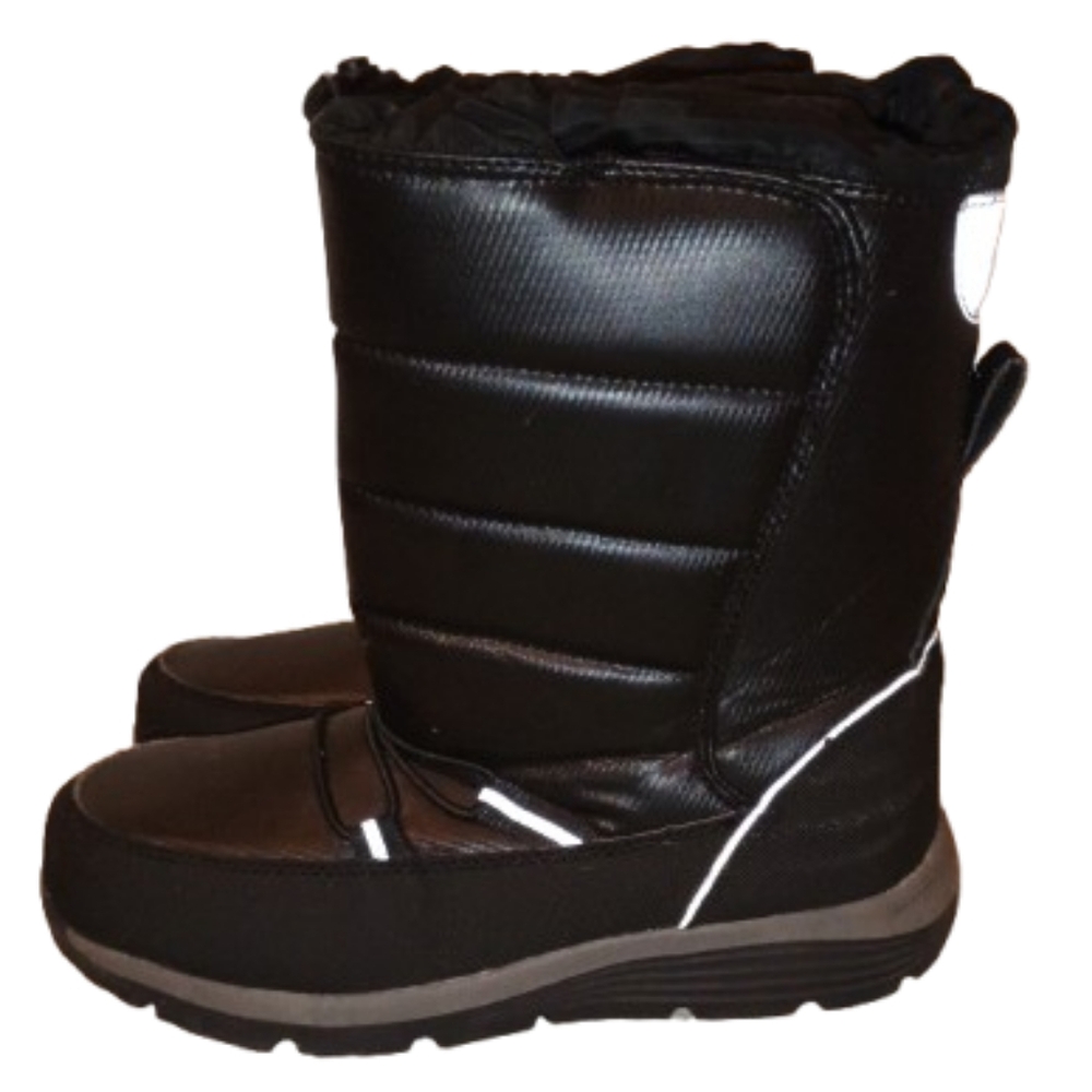 Lands' End Kids Snow Boots Size 3 |‎ Waterproof Insulated Cinch Top Velcro Black